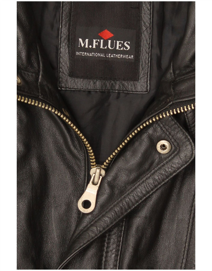 Jaqueta de couro masculina M. Flues UK 40 grande preta