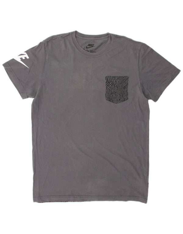NIKE Mens Coupe Ajustee Slim Fit Graphic T-Shirt Top XL Grey Cotton