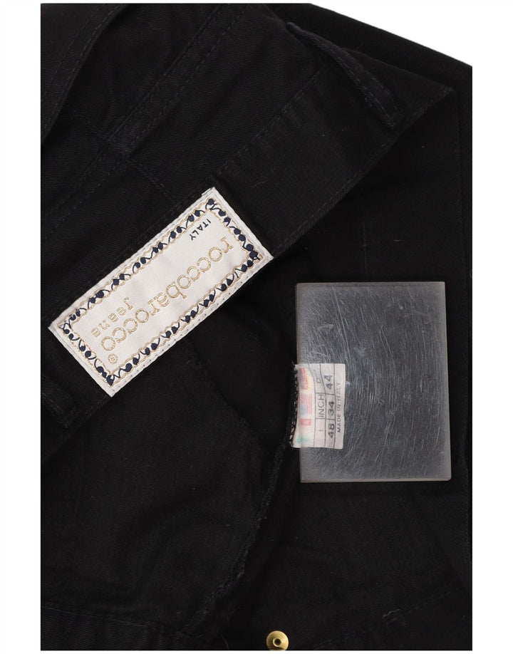 ROCCOBAROCCO Jeans femininos cortados slim IT 48 XL W34 L25 algodão preto