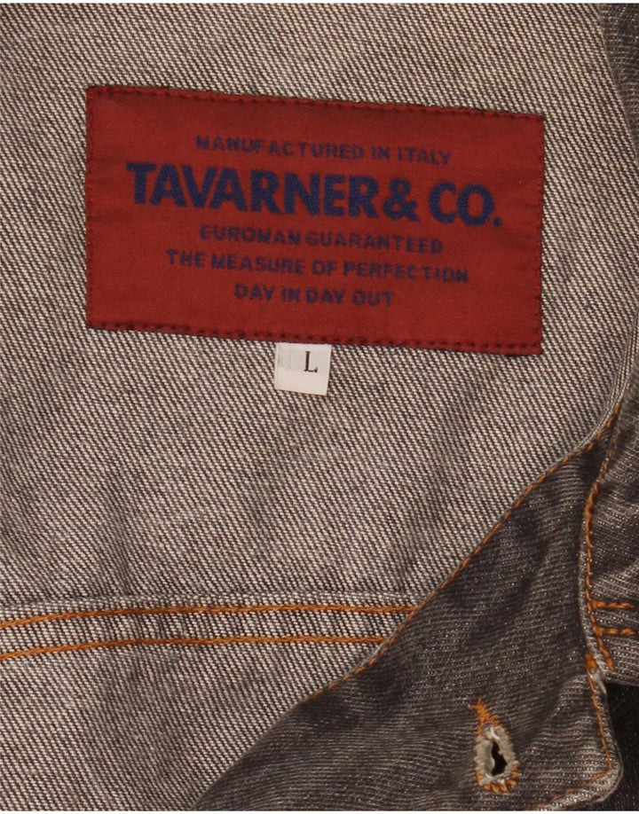Jaqueta jeans masculina Tavarner UK 40 grande cinza