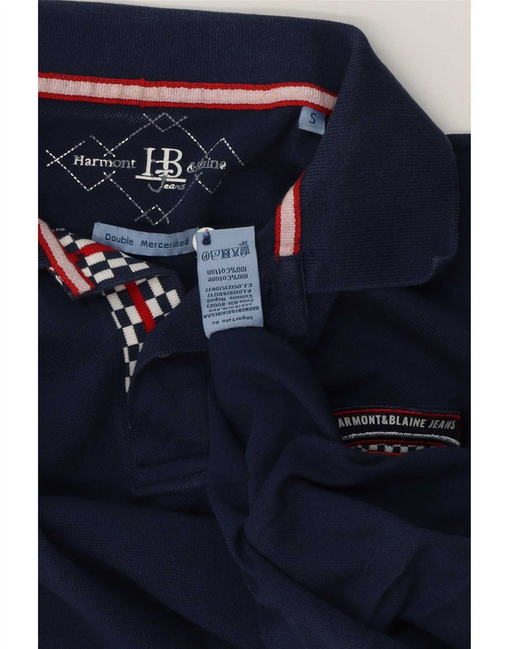 Camisa pólo masculina Harmont & Blaine pequena algodão azul marinho