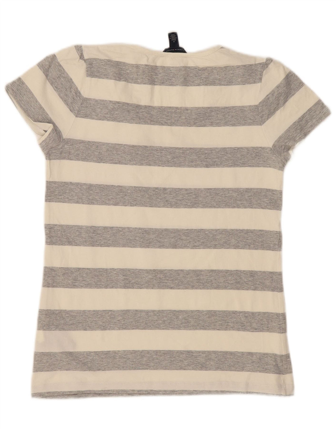 Camiseta feminina Tommy Hilfiger UK 12 algodão listrado cinza médio
