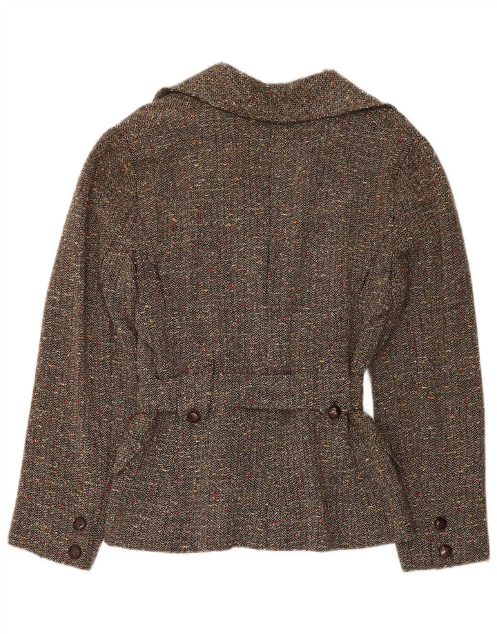 Jaqueta utilitária feminina vintage UK 12 cinza médio manchado