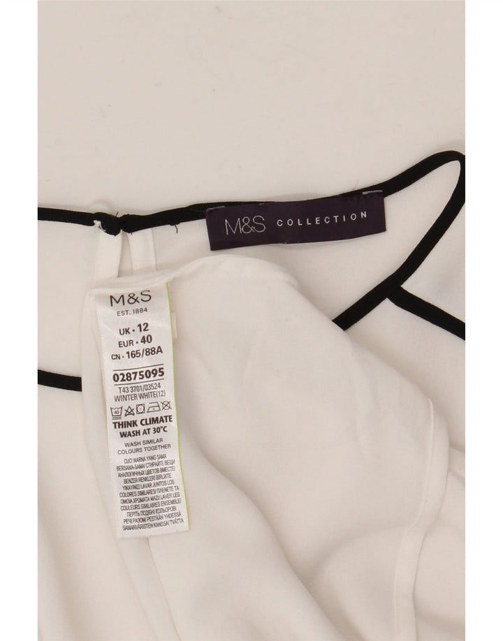 Blusa feminina de manga comprida Marks & Spencer UK 12 poliéster branco médio
