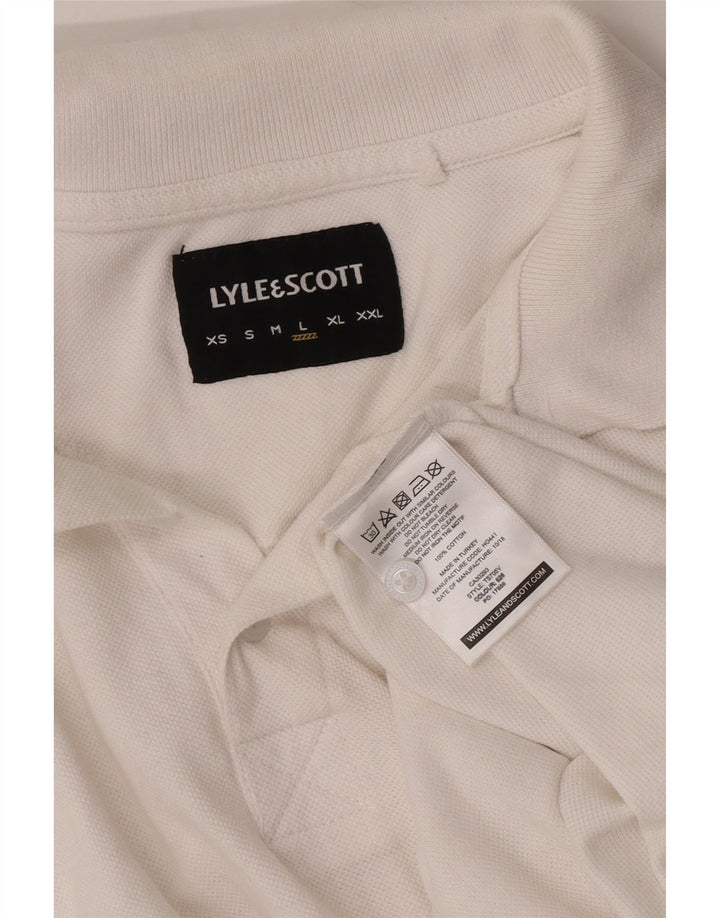 Camisa polo masculina Lyle & Scott grande algodão listrado branco