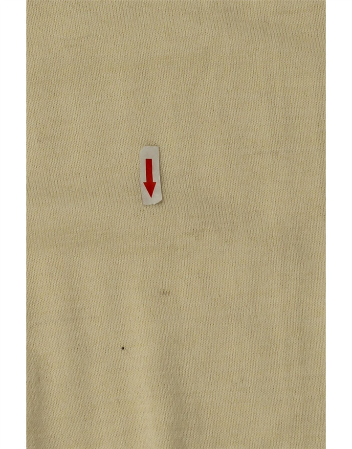 Suéter masculino vintage com decote em V IT 52 grande lã bege