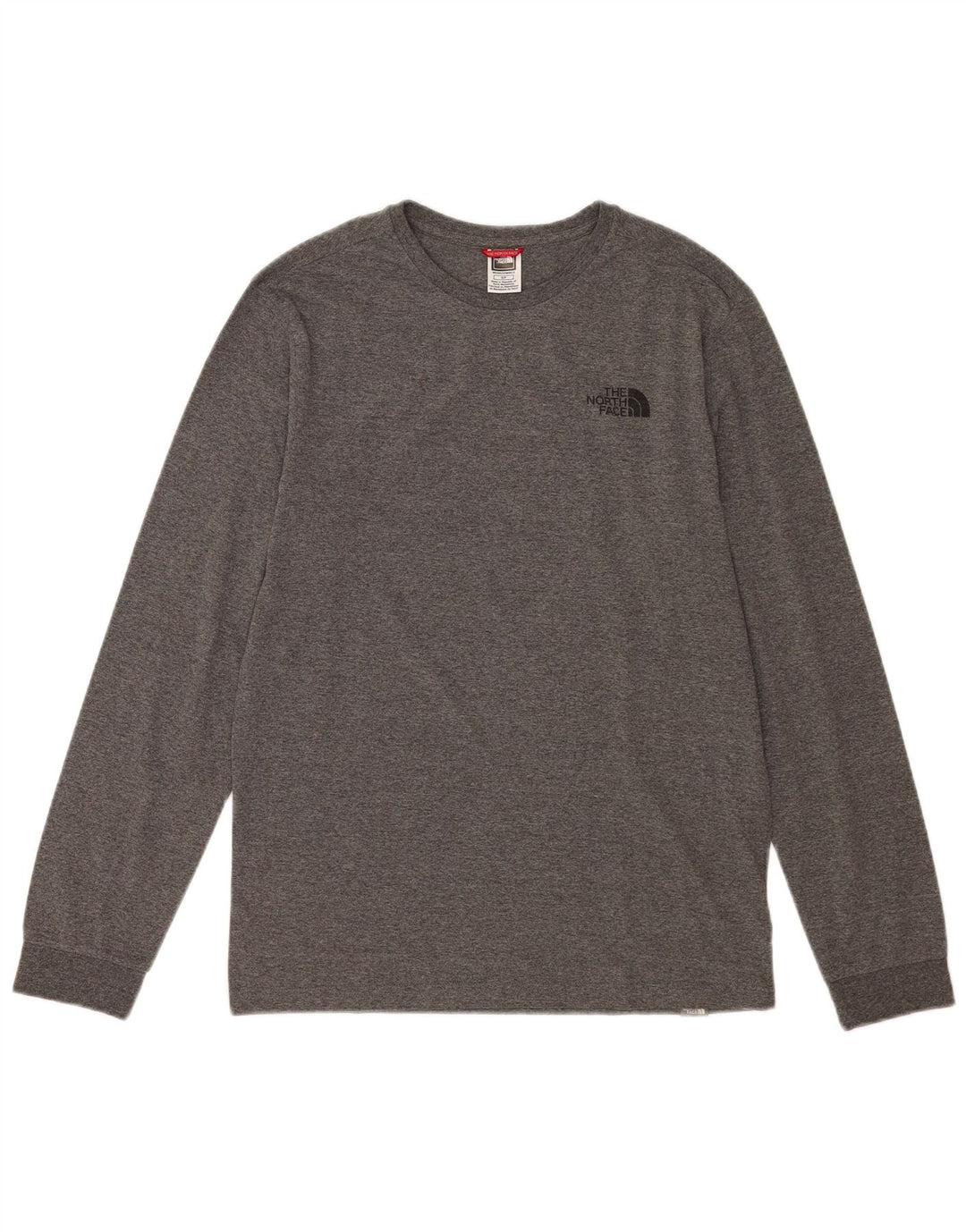 Top masculino The North Face manga comprida algodão manchado cinza pequeno