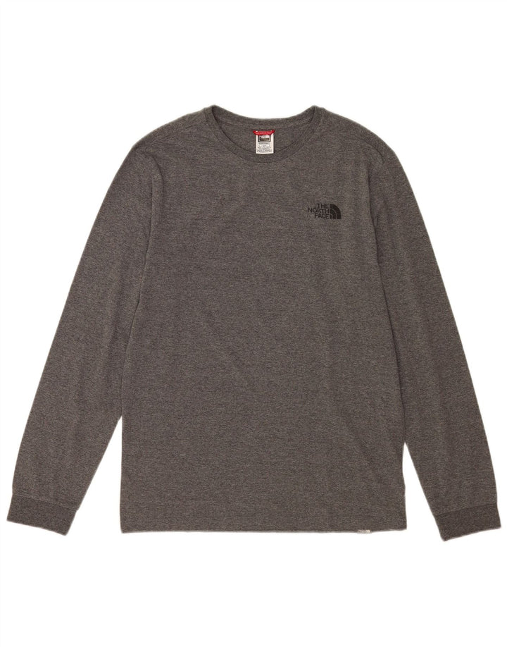 Top masculino The North Face manga comprida algodão manchado cinza pequeno