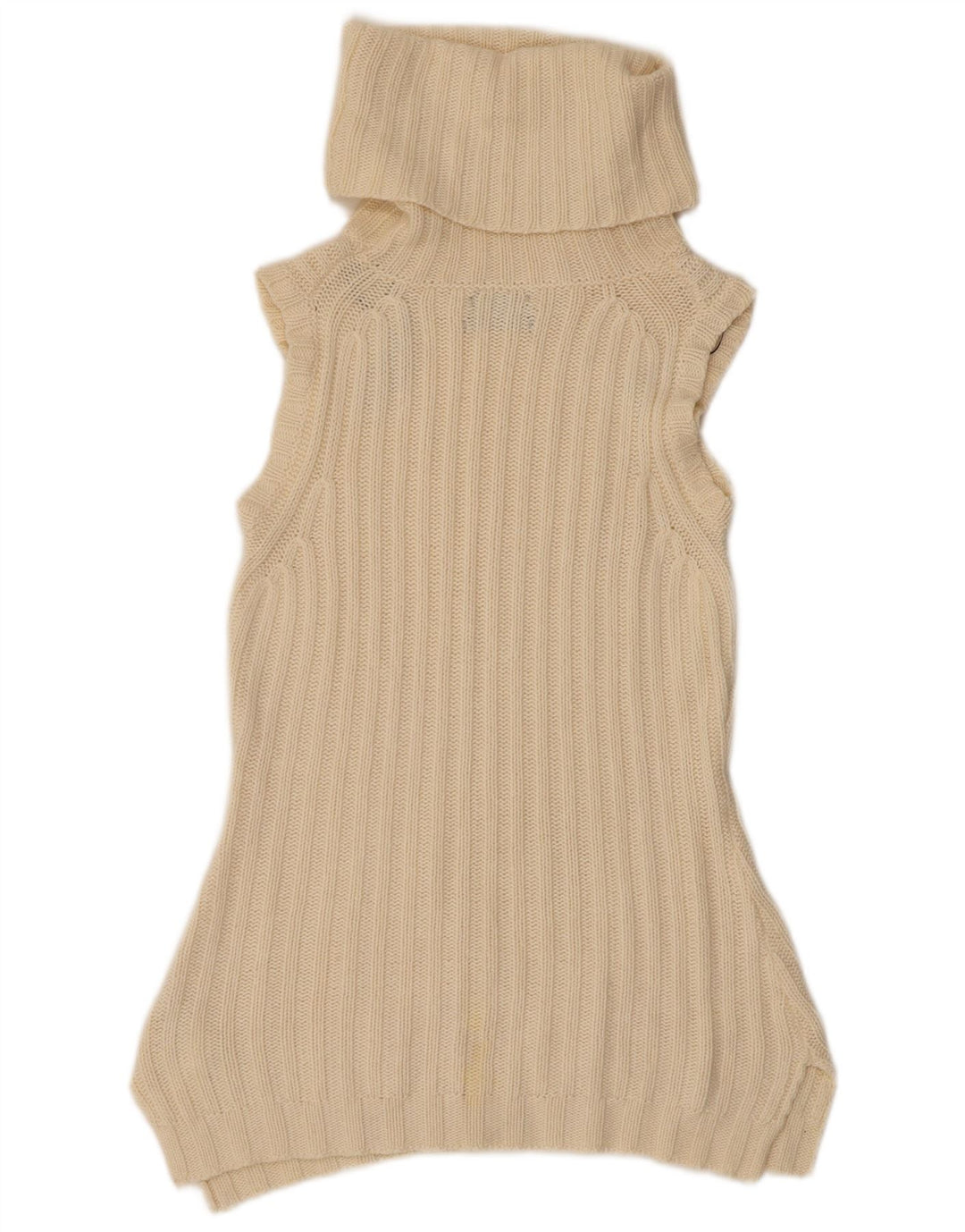 Suéter feminino Massimo Dutti sem mangas com gola redonda Reino Unido 12 médio bege