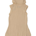 Suéter feminino Massimo Dutti sem mangas com gola redonda Reino Unido 12 médio bege