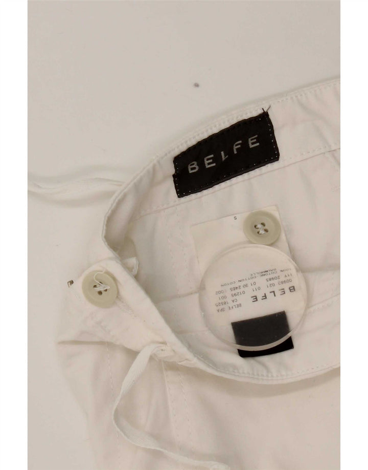 Belfe Mens Chino Shorts W30 Médio Algodão Branco