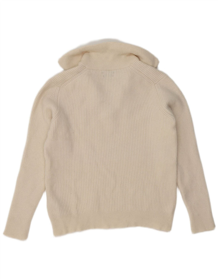 Suéter feminino Massimo Dutti com gola polo, Reino Unido 14, médio, off white, lã