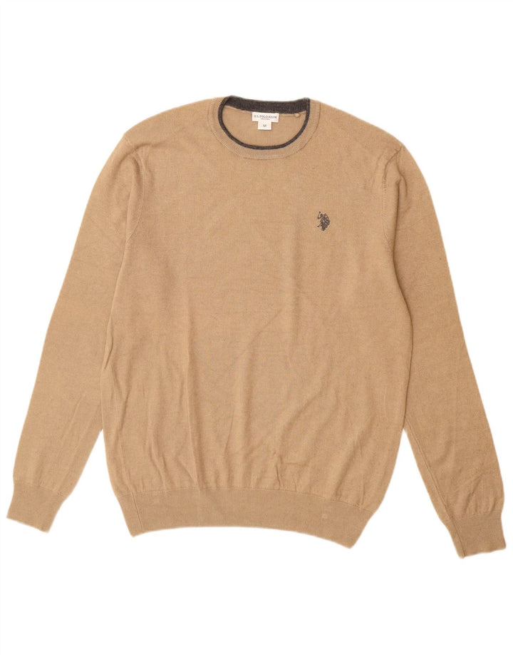 US Polo Assn. Suéter masculino com gola redonda bege médio