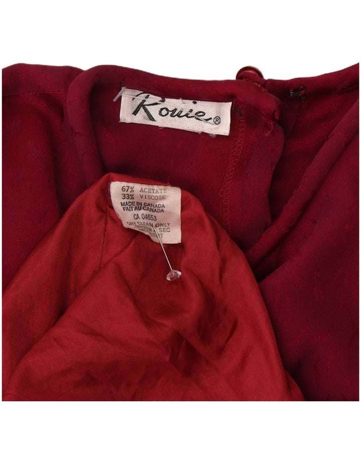 Vestido maxi feminino de manga comprida Rouie UK 12 acetato vermelho médio