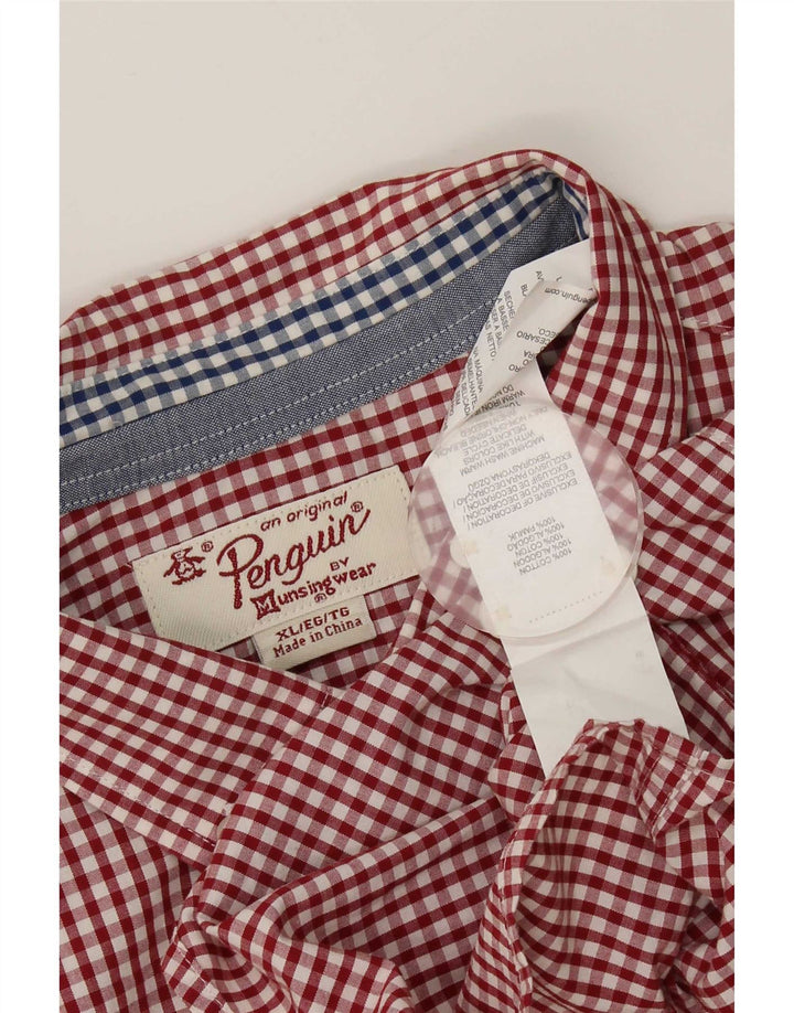 Camisa masculina Penguin XL algodão guingão vermelho