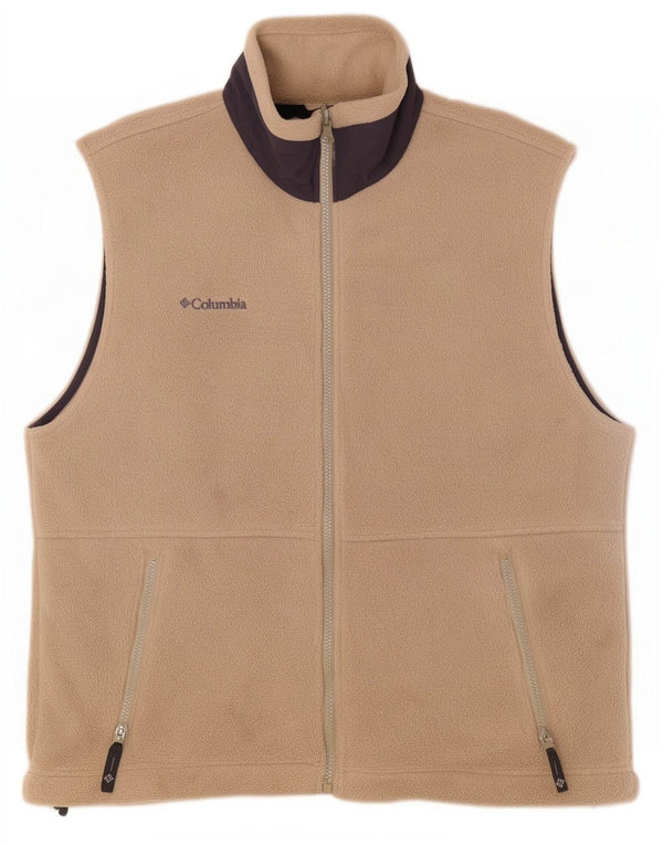 Colete de lã masculino Columbia sem mangas UK 38 nylon bege médio