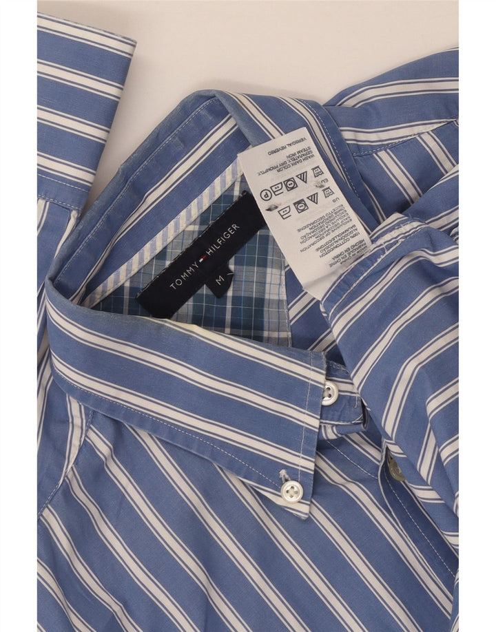 Camisa masculina Tommy Hilfiger de algodão listrado azul médio