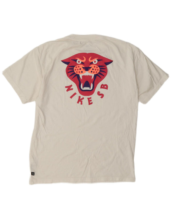 Camiseta masculina Nike SB Panther Loose Fit gráfica top pequeno algodão branco
