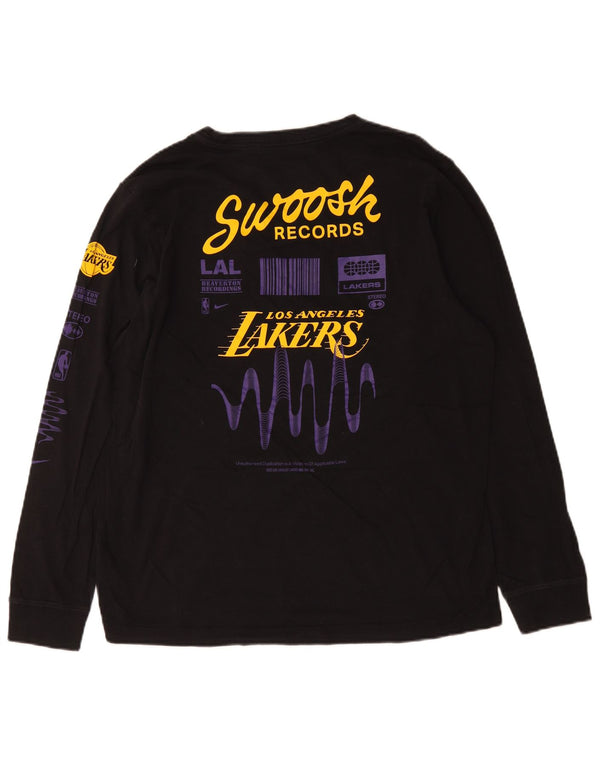 Top gráfico Nike masculino Los Angeles Lakers manga comprida grande algodão preto