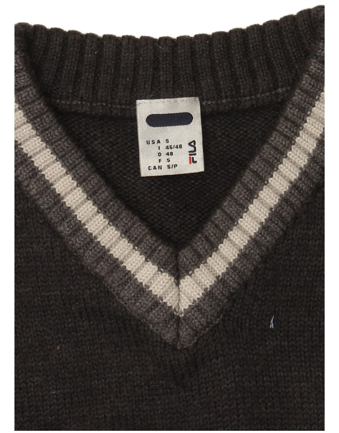 Suéter masculino Fila com decote em V pequeno cinza