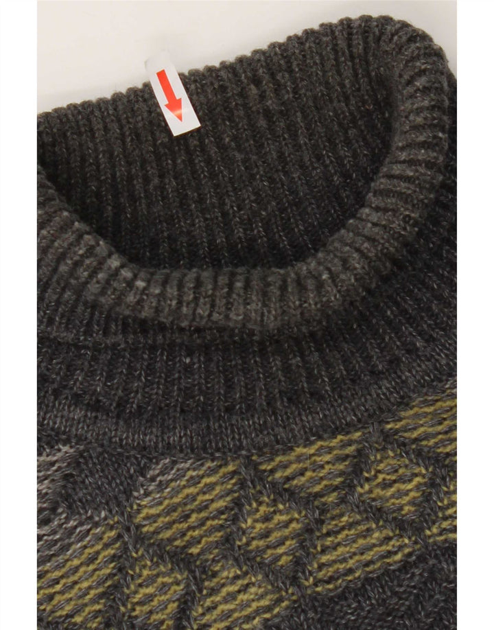 Gilberto Suéter masculino com gola redonda IT 56 2XL lã geométrica cinza