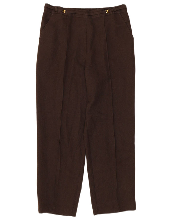 Calça casual feminina Marks & Spencer cônica Reino Unido 12 médio W30 L26 marrom
