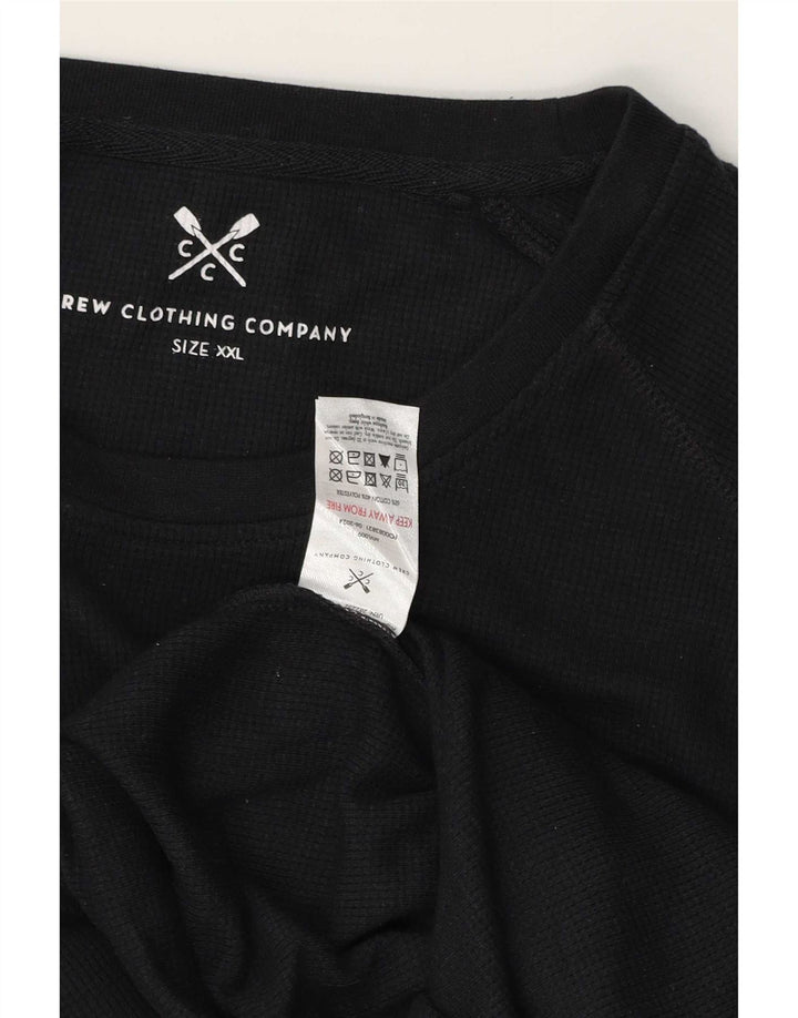 Crew Clothing Mens Top Manga Longa 2XL Algodão Preto