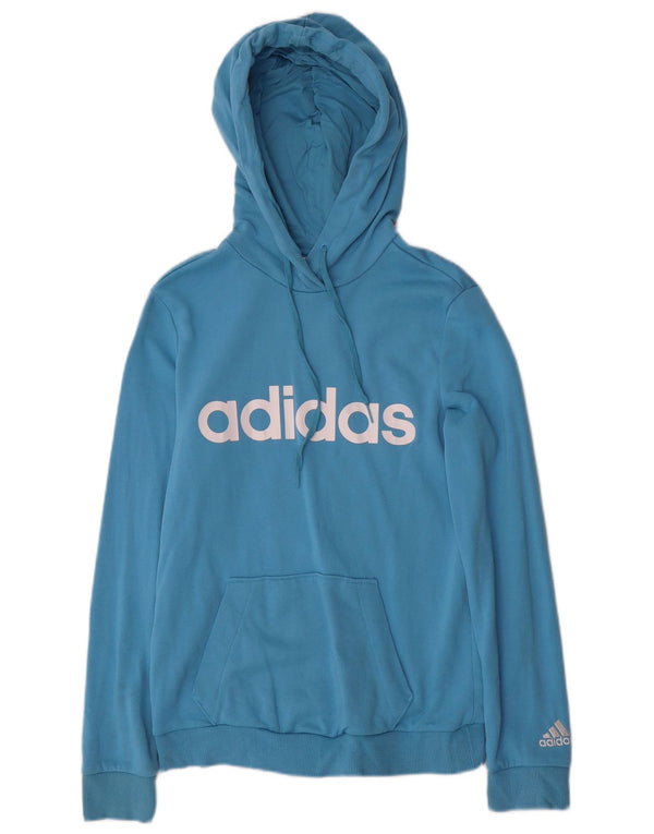 ADIDAS Womens Graphic Hoodie Jumper UK 4/6 XS Azul Algodão
