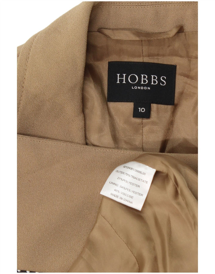 Jaqueta blazer feminina Hobbs com peito duplo Reino Unido 10 pequeno triacetato bege