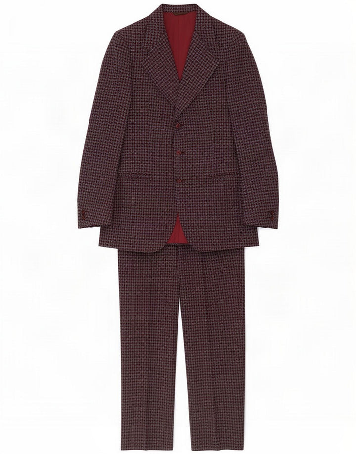 Vintage masculino 3 botões 2 peças terno IT 48 médio W32 L29 cinza Houndstooth