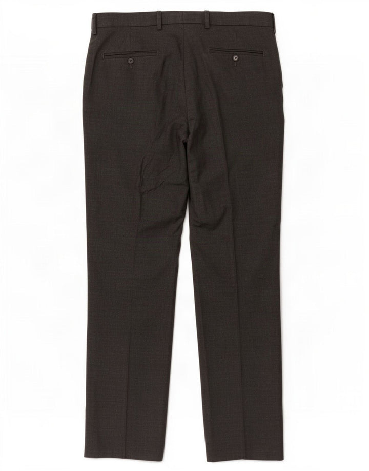 Calça masculina de ajuste regular Marks & Spencer W34 L31 poliéster cinza