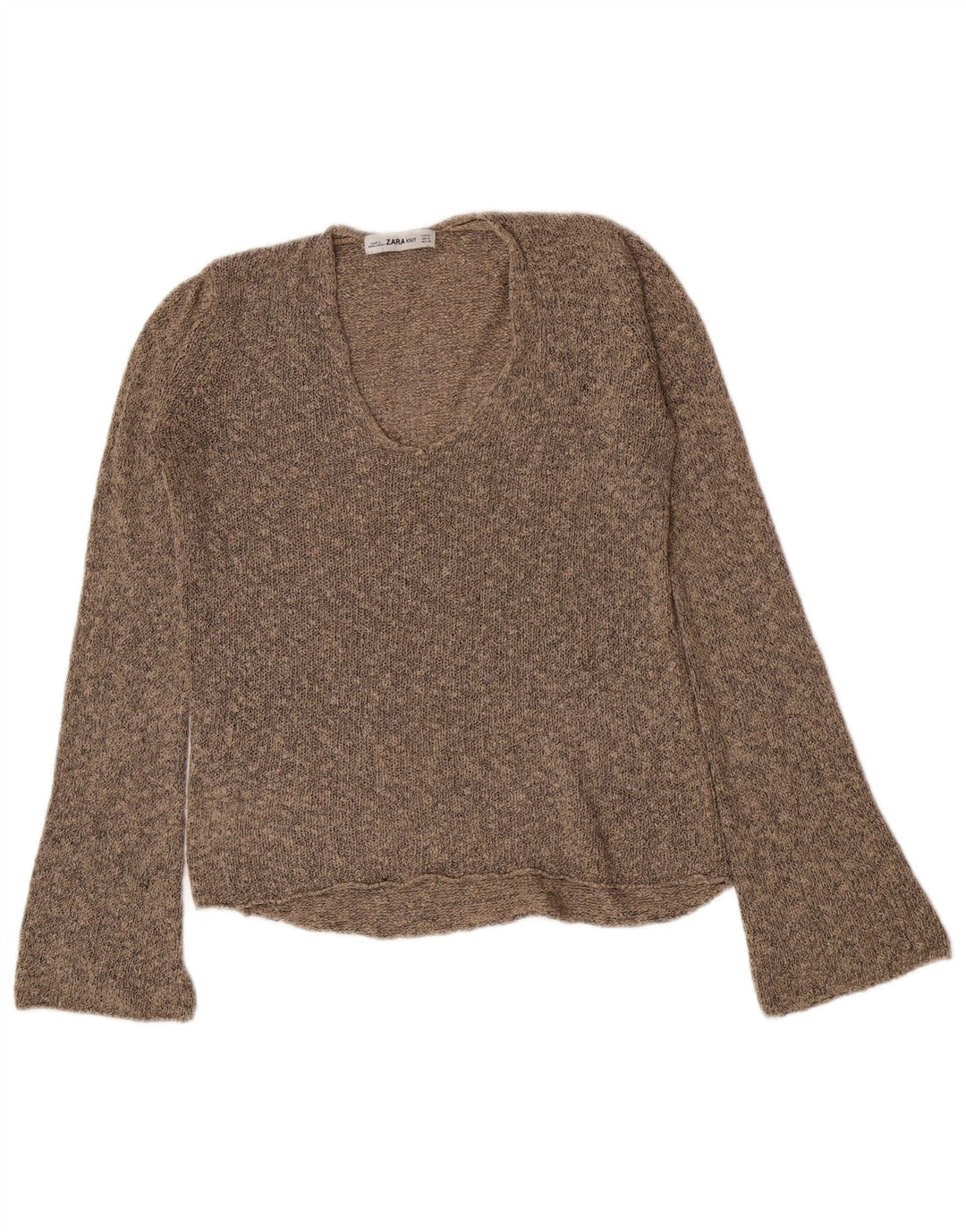Suéter feminino Zara com decote em V Reino Unido 10 pequeno marrom