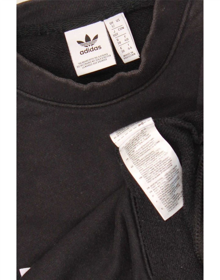Adidas feminino gráfico oversized moletom jumper reino unido 12 médio preto algodão