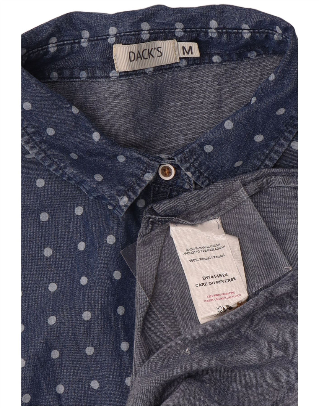 Blusa feminina de manga curta Dack's Reino Unido 14 bolinhas azul marinho médio