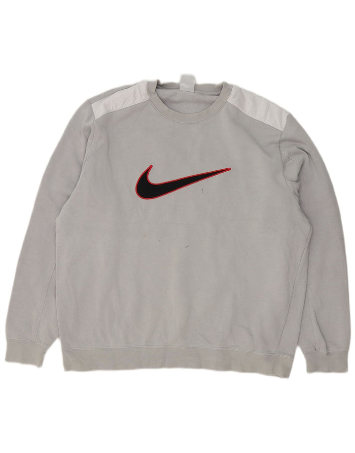 Moletom gráfico masculino Nike Jumper grande cinza colorblock algodão