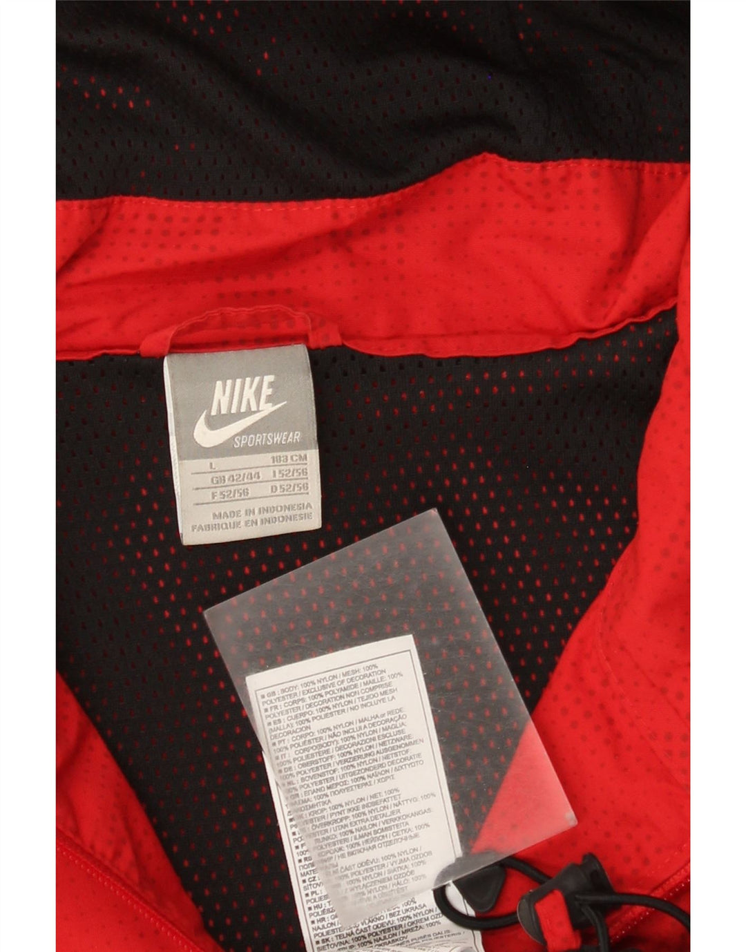 Jaqueta de chuva masculina Nike com capuz UK 42/44 grande nylon geométrico vermelho