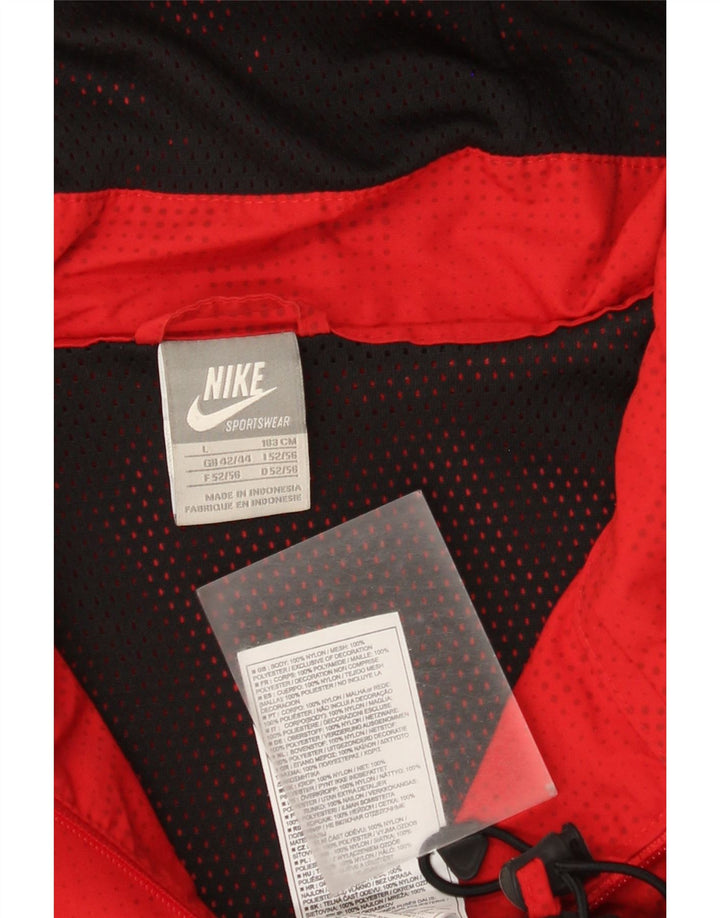Jaqueta de chuva masculina Nike com capuz UK 42/44 grande nylon geométrico vermelho