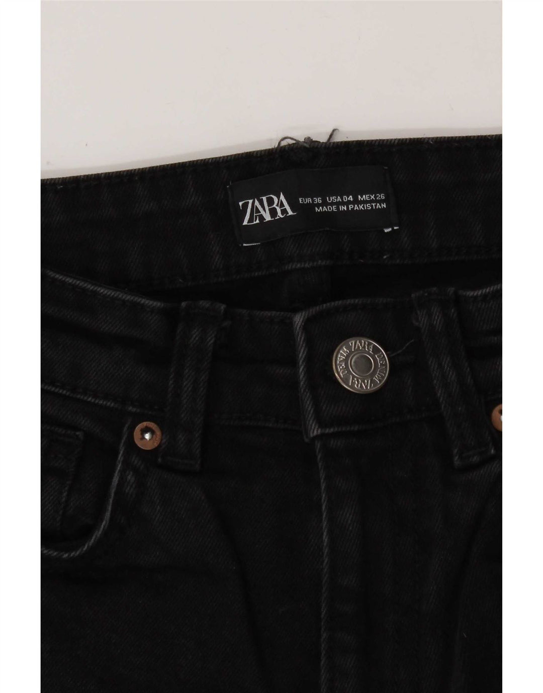Zara Jeans feminino queimado EU 36 XS W26 L26 algodão preto