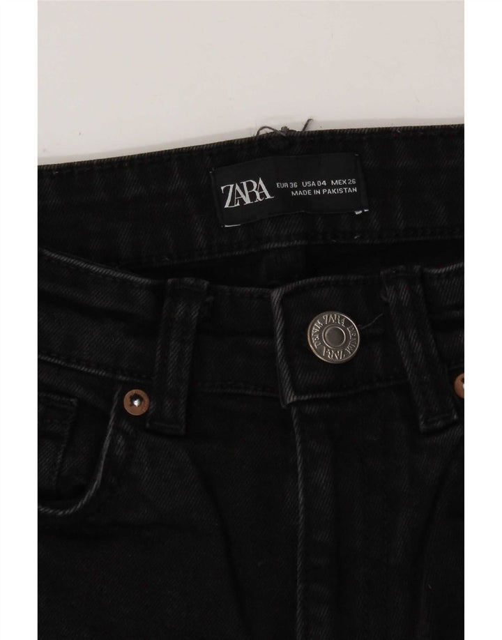 Zara Jeans feminino queimado EU 36 XS W26 L26 algodão preto