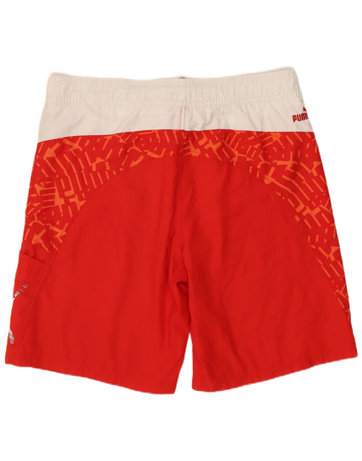 Shorts de natação masculinos Puma Graphic médio vermelho colorblock poliéster