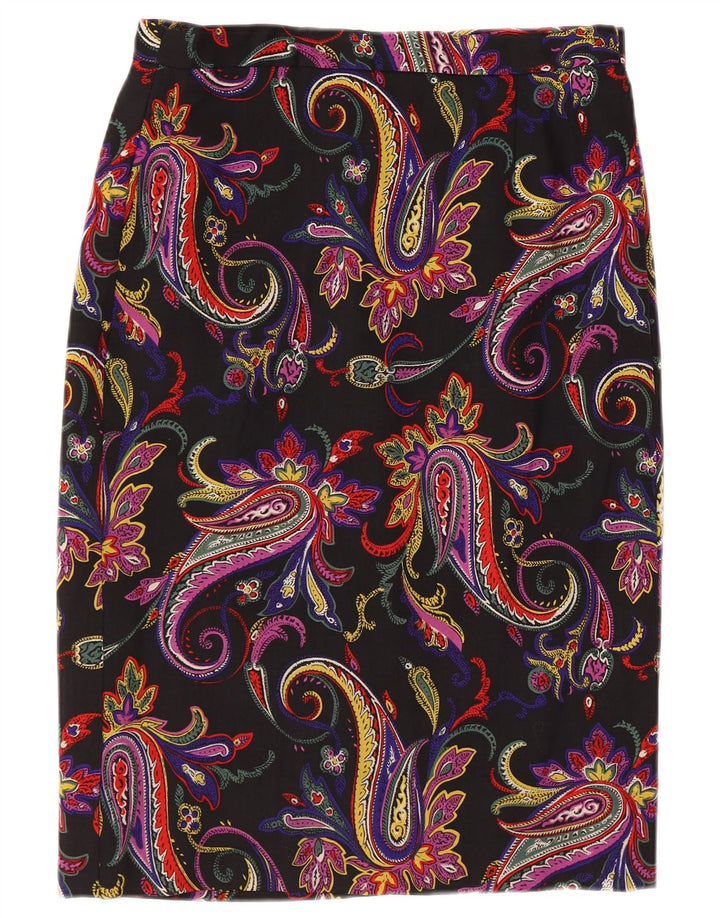 Saia lápis feminina vintage W30 média paisley multicolorida