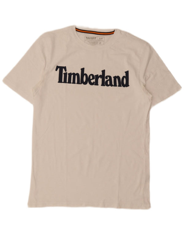 Timberland Mens Regular Fit Graphic T-Shirt Top Small White Cotton
