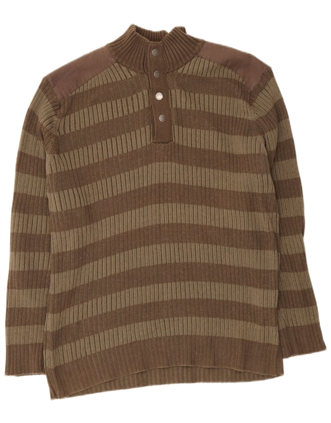 Suéter masculino vintage com gola redonda XL listrado marrom