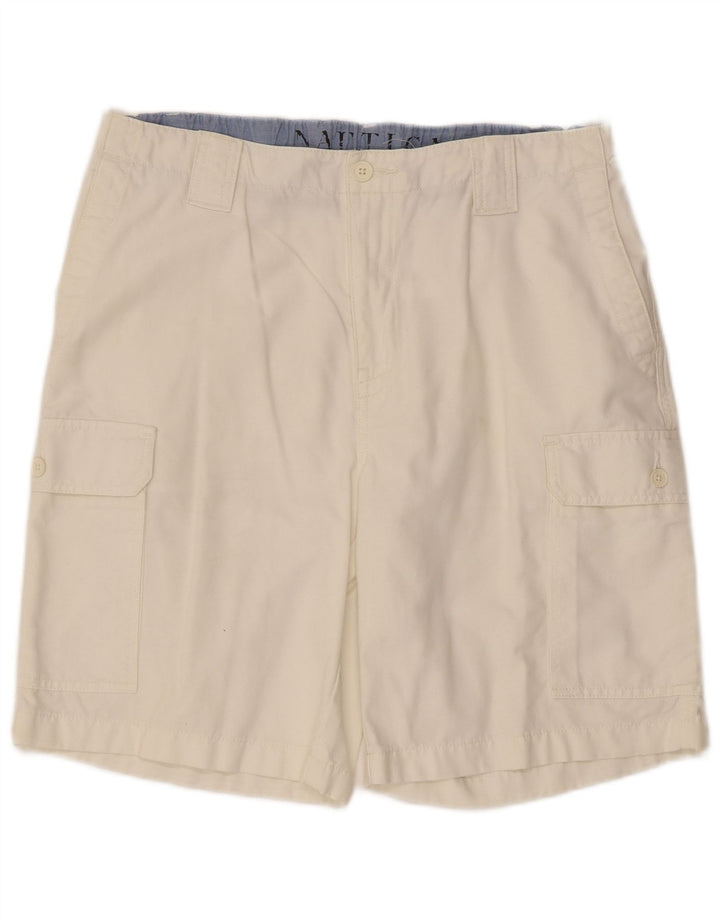 Nautica Mens Cargo Shorts W34 Grande Algodão Branco