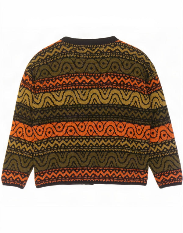 Suéter feminino vintage de grandes dimensões UK 18 XL geométrico multicolorido