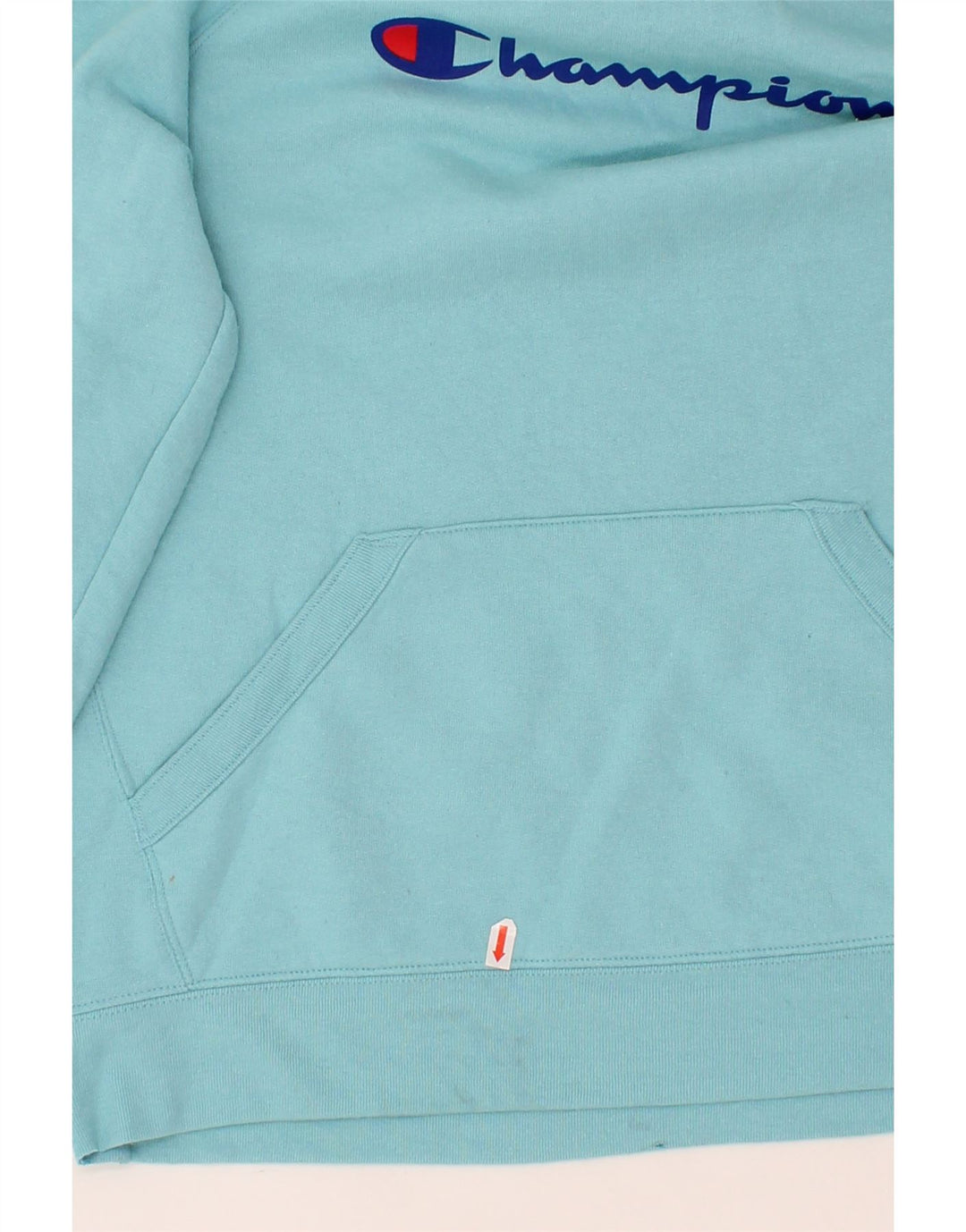 CHAMPION Womens Graphic Hoodie Jumper UK 14 Medium Blue Cotton Vintage Champion and Second-Hand Champion from Messina Hembry 