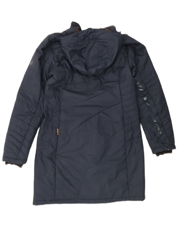 Jack Wolfskin Mens Hooded Padded Coat UK 12/14 Medium Navy Blue Polyester