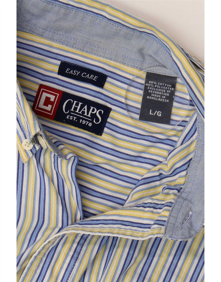 Camisa masculina Chaps Easy Care grande algodão listrado azul