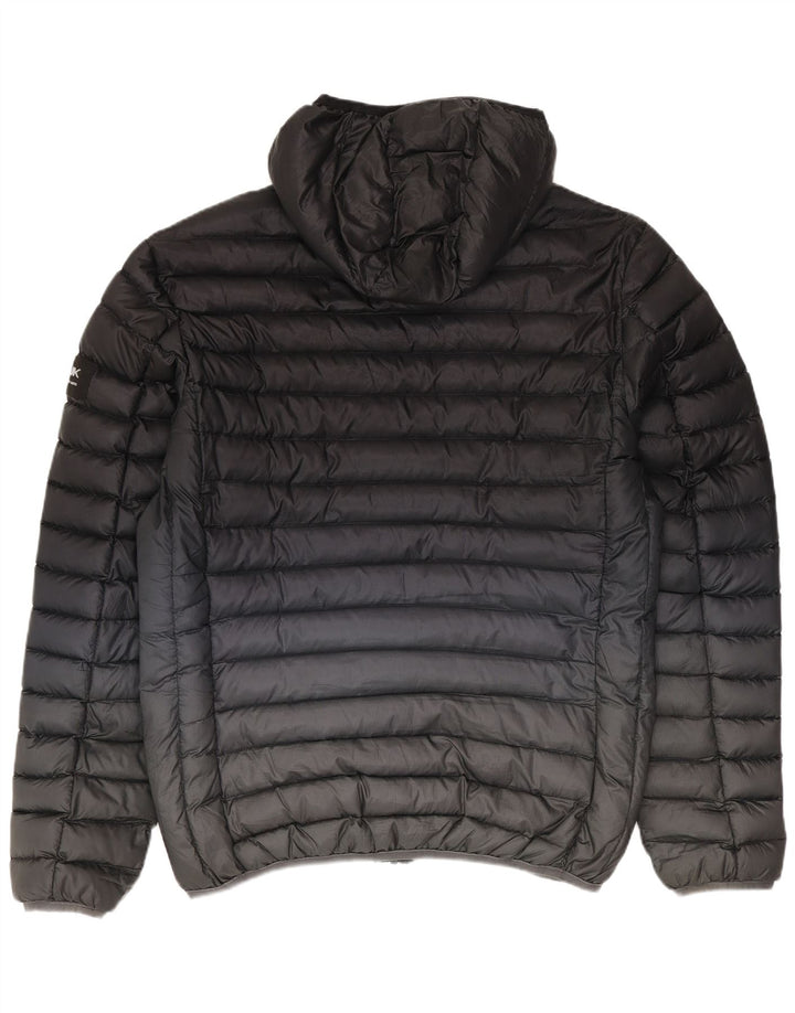 Jaqueta masculina acolchoada com capuz Fcuk UK 38 poliéster colorblock preto médio