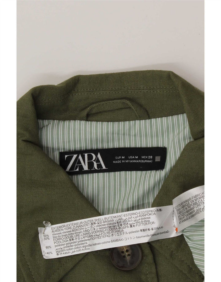 Zara Womens Oversized Utility Jacket UK 14 Médio Verde Viscose